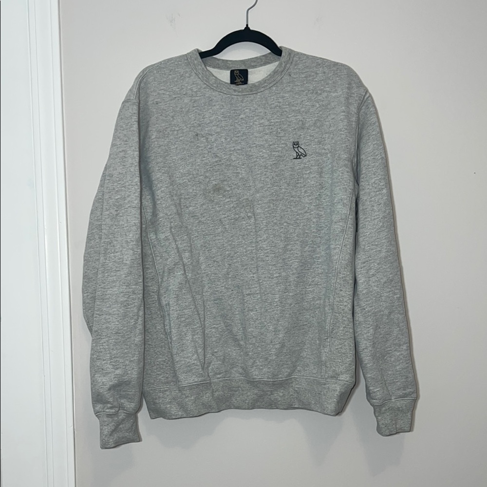 🎆October's Very Own OVO Mid-Weight Cotton Crewneck Grey LARGE Sweatshirt